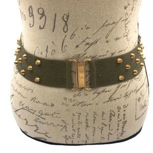 Stretchy Olive Green W/ Gold Studs Belt Size S/M